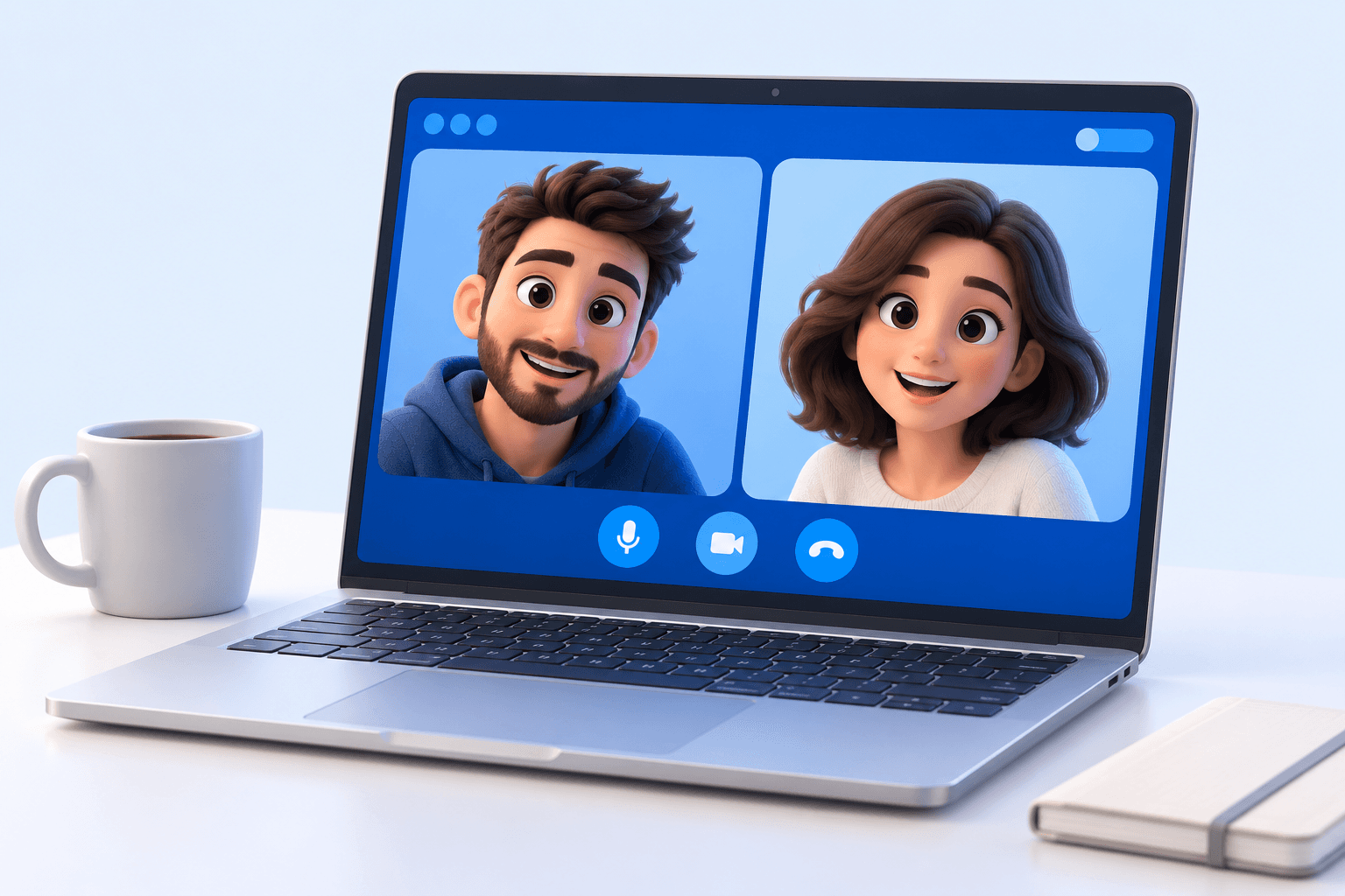 A coaching video call on a laptop